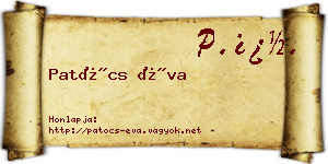 Patócs Éva névjegykártya